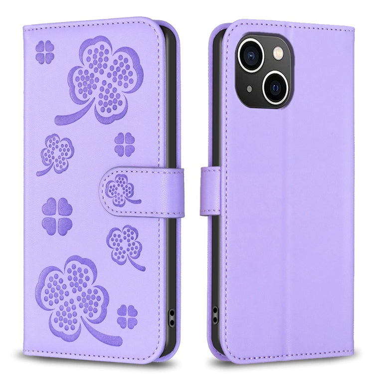 Four-leaf Embossed Leather Phone Case, For iPhone 7 / 8 / SE 2022, For iPhone 13 Pro Max, For iPhone 13 Pro, For iPhone 13