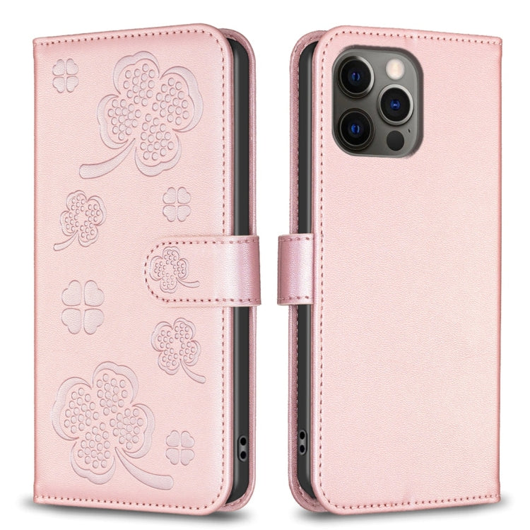 Four-leaf Embossed Leather Phone Case, For iPhone 12 / 12 Pro, For iPhone 12 Pro Max, For iPhone 11 Pro Max, For iPhone 11