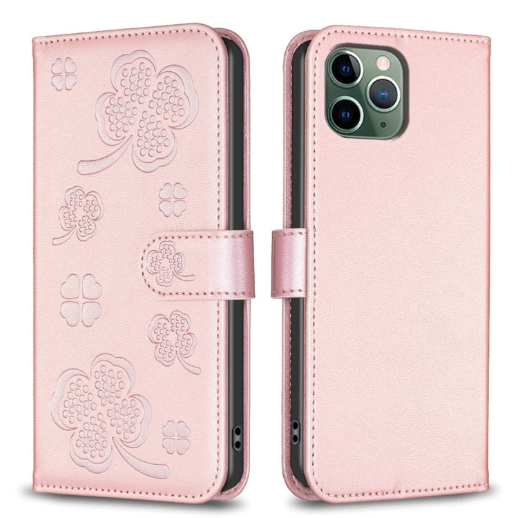 Four-leaf Embossed Leather Phone Case, For iPhone 12 / 12 Pro, For iPhone 12 Pro Max, For iPhone 11 Pro Max, For iPhone 11