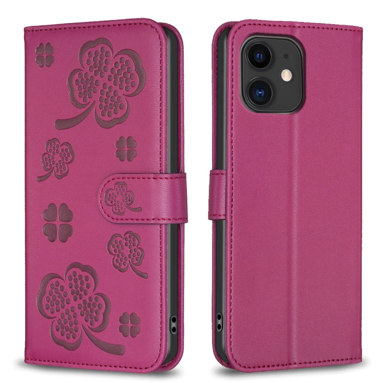 Four-leaf Embossed Leather Phone Case, For iPhone 12 / 12 Pro, For iPhone 12 Pro Max, For iPhone 11 Pro Max, For iPhone 11