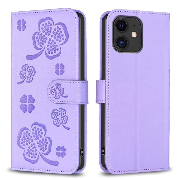 Four-leaf Embossed Leather Phone Case, For iPhone 12 / 12 Pro, For iPhone 12 Pro Max, For iPhone 11 Pro Max, For iPhone 11