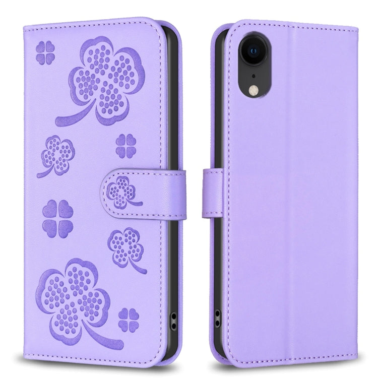 Four-leaf Embossed Leather Phone Case, For iPhone 11 Pro, For iPhone X / XS, For iPhone XR, For iPhone XS Max