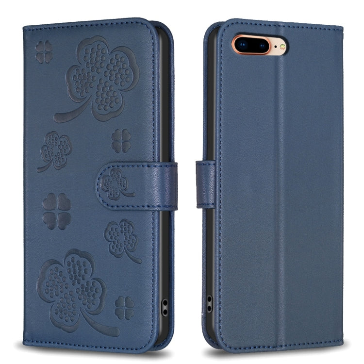 Four-leaf Embossed Leather Phone Case, For iPhone 7 Plus / 8 Plus