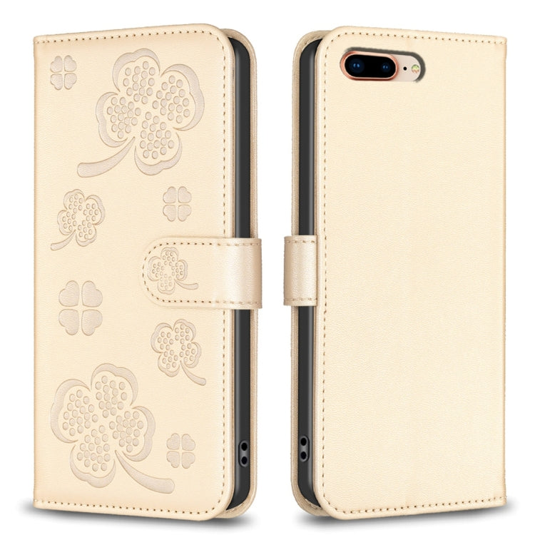 Four-leaf Embossed Leather Phone Case, For iPhone 7 Plus / 8 Plus