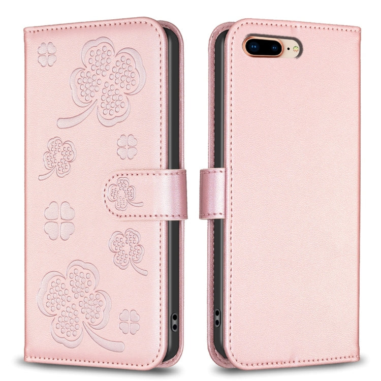 Four-leaf Embossed Leather Phone Case, For iPhone 7 Plus / 8 Plus