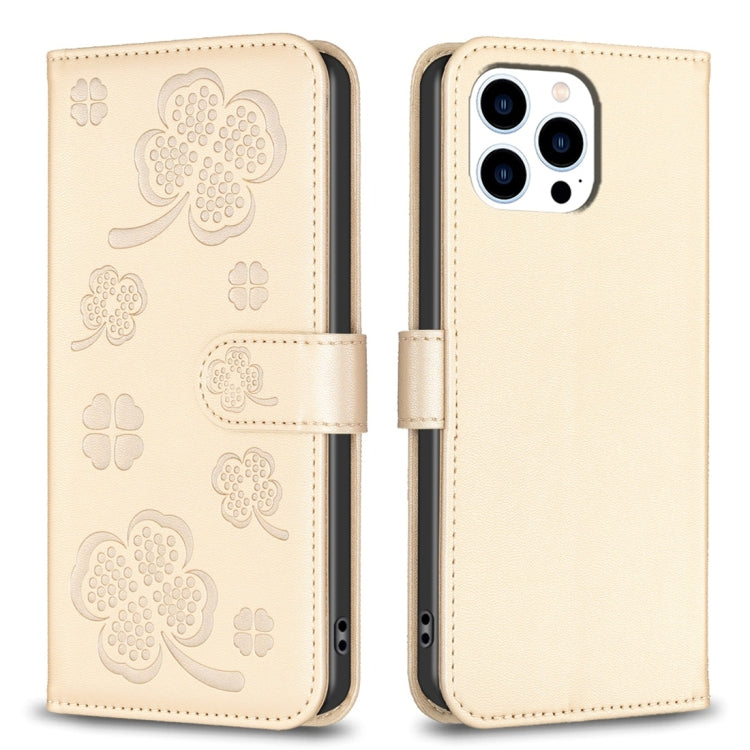 Four-leaf Embossed Leather Phone Case, For iPhone 14 Plus, For iPhone 14, For iPhone 14 Pro, For iPhone 14 Pro Max
