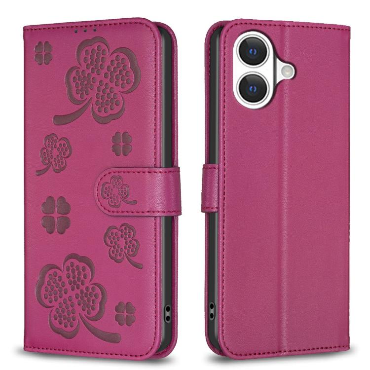 Four-leaf Embossed Leather Phone Case, For iPhone 17 Pro Max, For iPhone 17 Pro, For iPhone 17, For iPhone 17 Air