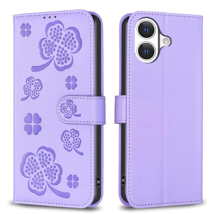 Four-leaf Embossed Leather Phone Case, For iPhone 17 Pro Max, For iPhone 17 Pro, For iPhone 17, For iPhone 17 Air