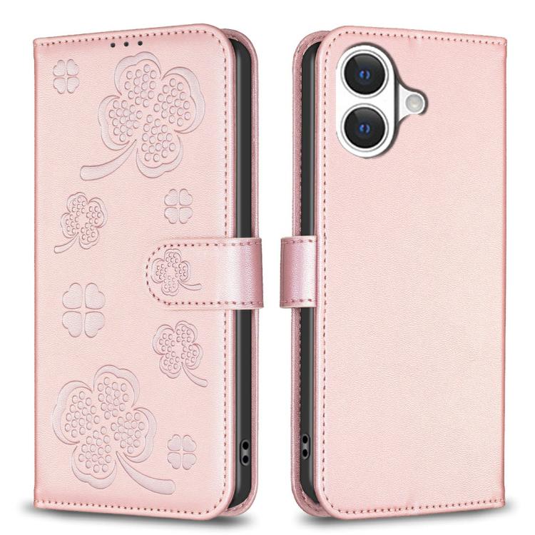 Four-leaf Embossed Leather Phone Case, For iPhone 17 Pro Max, For iPhone 17 Pro, For iPhone 17, For iPhone 17 Air