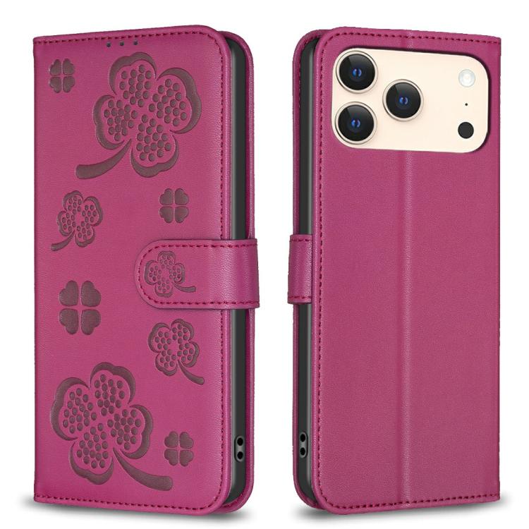 Four-leaf Embossed Leather Phone Case, For iPhone 17 Pro Max, For iPhone 17 Pro, For iPhone 17, For iPhone 17 Air