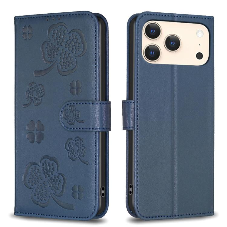Four-leaf Embossed Leather Phone Case, For iPhone 17 Pro Max, For iPhone 17 Pro, For iPhone 17, For iPhone 17 Air