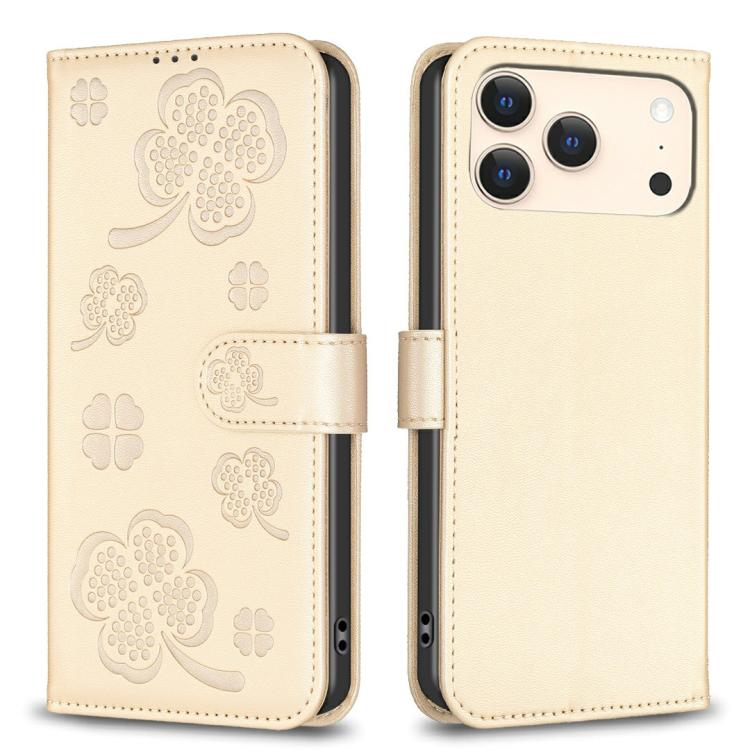 Four-leaf Embossed Leather Phone Case, For iPhone 17 Pro Max, For iPhone 17 Pro, For iPhone 17, For iPhone 17 Air
