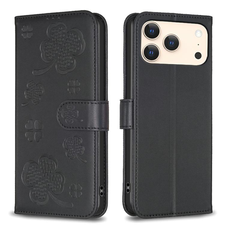 Four-leaf Embossed Leather Phone Case, For iPhone 17 Pro Max, For iPhone 17 Pro, For iPhone 17, For iPhone 17 Air