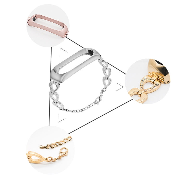 For Xiaomi Mi Band 3 / 4 Metal Heart Shape Replacement Strap Watchband, Black