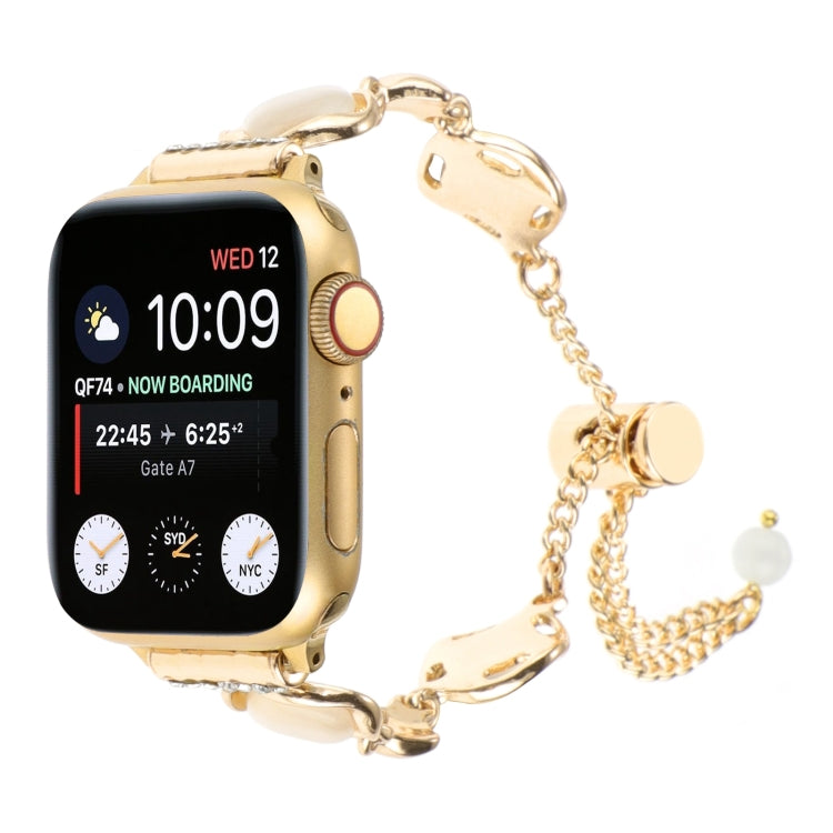 Shell Metal Chain Bracelet Watch Band, For Apple Watch Series 8 41mm, For Apple Watch Series 8 45mm, For Apple Watch SE 2022 40mm, For Apple Watch SE 2022 44mm, For Apple Watch Series 7 41mm, For Apple Watch Series 7 45mm