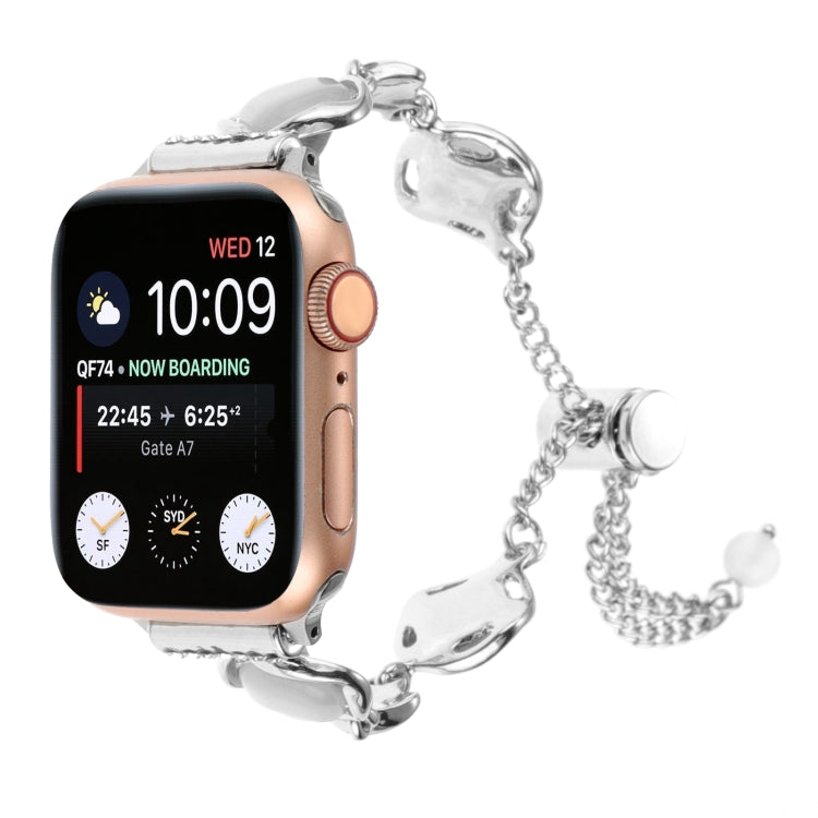 Shell Metal Chain Bracelet Watch Band, For Apple Watch Series 8 41mm, For Apple Watch Series 8 45mm, For Apple Watch SE 2022 40mm, For Apple Watch SE 2022 44mm, For Apple Watch Series 7 41mm, For Apple Watch Series 7 45mm