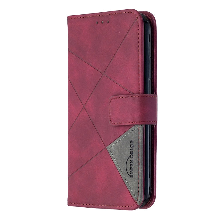 Rhombus Texture Magnetic Buckle Horizontal Flip Leather Case with Holder & Card Slots & Wallet & Photo Frame