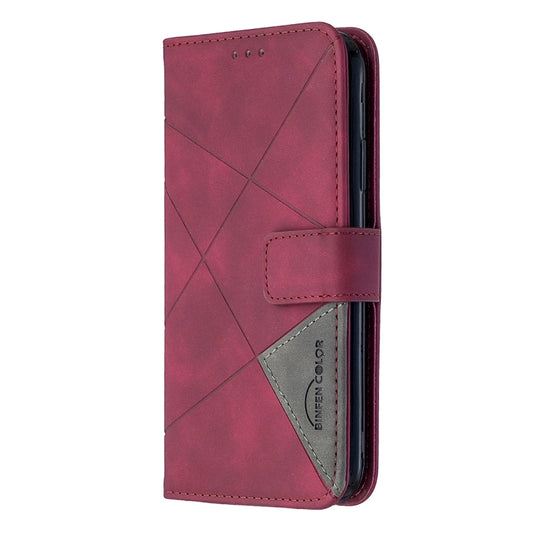 Galaxy A51 case front view rhombus pattern magnetic buckle closure detail