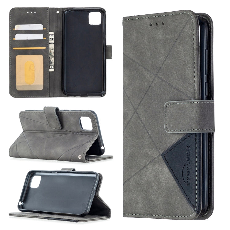 Rhombus Texture Magnetic Buckle Horizontal Flip Leather Case with Holder & Card Slots & Wallet & Photo Frame