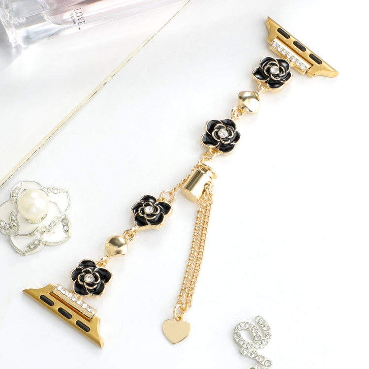 Camellia Metal Chain Bracelet Watch Band, For Apple Watch SE 2023 44mm, For Apple Watch SE 2023 40mm, For Apple Watch Ultra 2 49mm, For Apple Watch Series 9 45mm, For Apple Watch Series 9 41mm, For Apple Watch Ultra 49mm