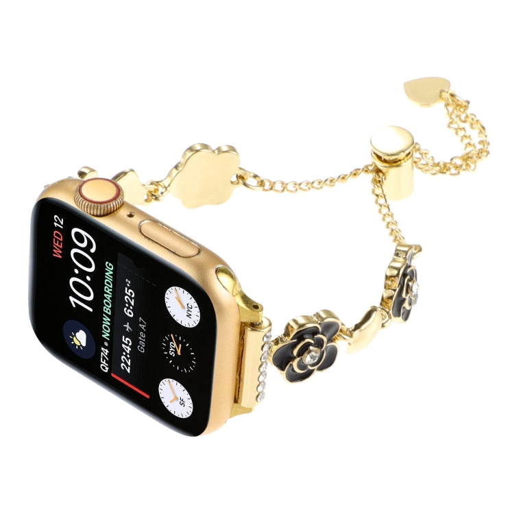 Camellia Metal Chain Bracelet Watch Band, For Apple Watch Series 8 41mm, For Apple Watch Series 8 45mm, For Apple Watch SE 2022 40mm, For Apple Watch SE 2022 44mm, For Apple Watch Series 7 41mm, For Apple Watch Series 7 45mm