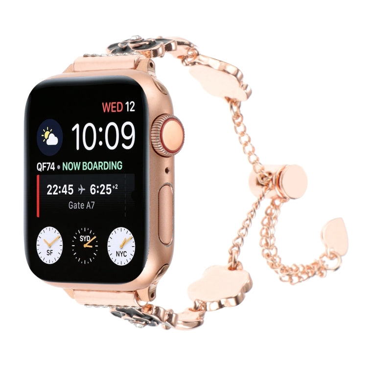Camellia Metal Chain Bracelet Watch Band, For Apple Watch SE 40mm, For Apple Watch SE 44mm, For Apple Watch Series 6 40mm, For Apple Watch Series 6 44mm, For Apple Watch Series 5 44mm, For Apple Watch Series 5 40mm