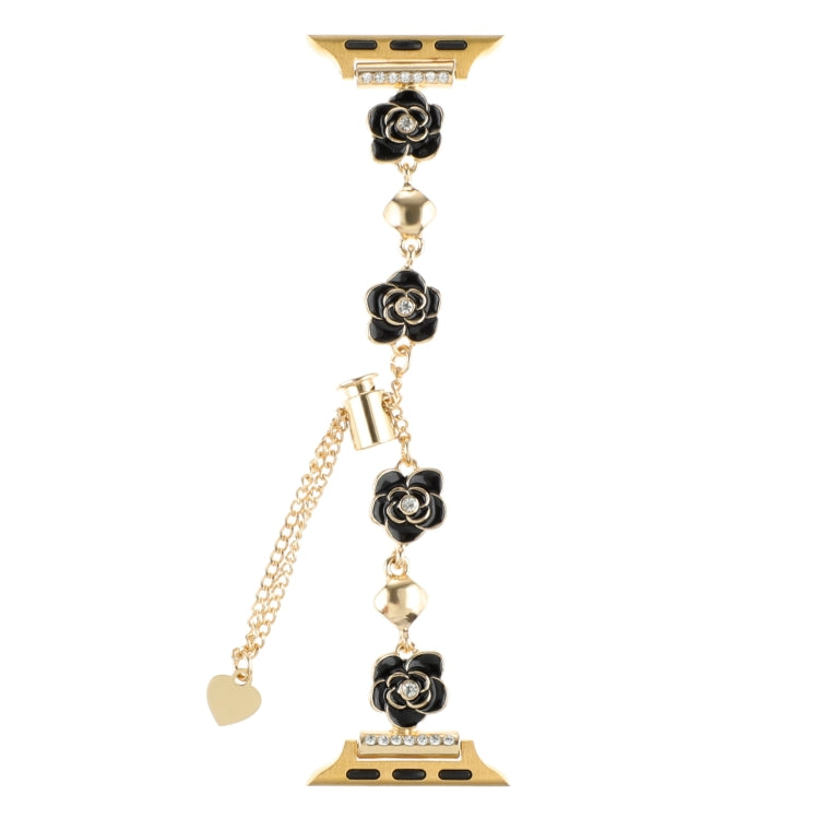 Camellia Metal Chain Bracelet Watch Band, For Apple Watch Series 4 44mm, For Apple Watch Series 4 40mm, For Apple Watch Series 3 38mm, For Apple Watch Series 3 42mm, For Apple Watch Series 2 42mm, For Apple Watch Series 2 38mm