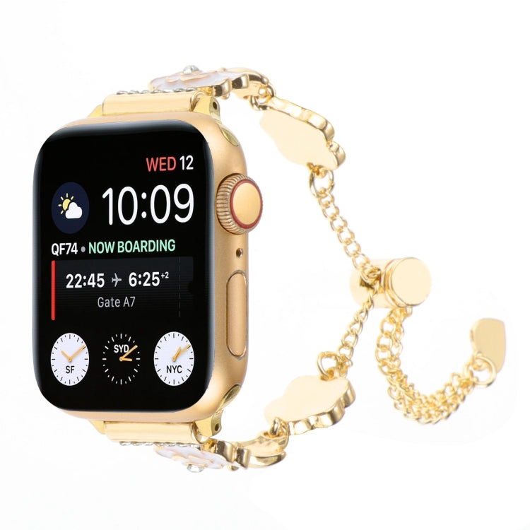Camellia Metal Chain Bracelet Watch Band, For Apple Watch Series 4 44mm, For Apple Watch Series 4 40mm, For Apple Watch Series 3 38mm, For Apple Watch Series 3 42mm, For Apple Watch Series 2 42mm, For Apple Watch Series 2 38mm