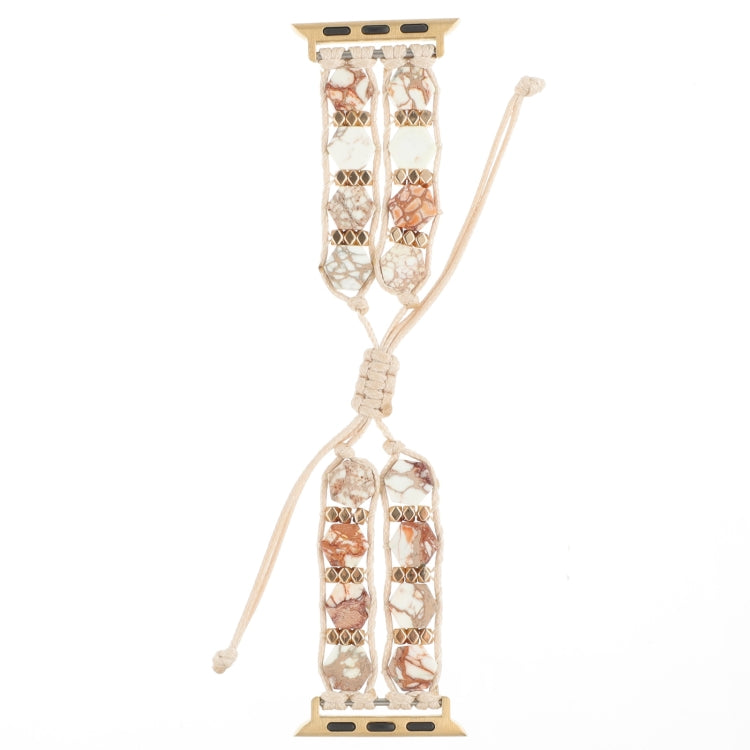 Hexagonal Stones Drawstring Chain Watch Band, For Apple Watch SE 2023 44mm, For Apple Watch SE 2023 40mm, For Apple Watch Ultra 2 49mm, For Apple Watch Series 9 45mm, For Apple Watch Series 9 41mm, For Apple Watch Ultra 49mm