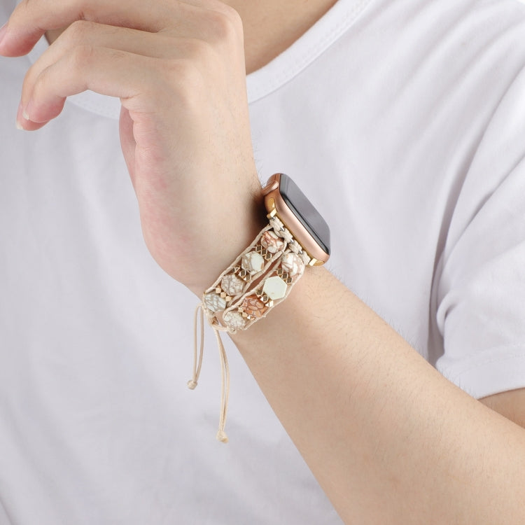 Hexagonal Stones Drawstring Chain Watch Band, For Apple Watch SE 40mm, For Apple Watch SE 44mm, For Apple Watch Series 6 40mm, For Apple Watch Series 6 44mm, For Apple Watch Series 5 44mm, For Apple Watch Series 5 40mm