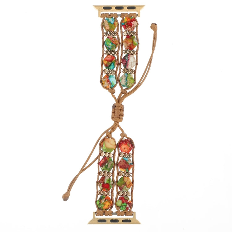 Hexagonal Stones Drawstring Chain Watch Band, For Apple Watch Series 4 44mm, For Apple Watch Series 4 40mm, For Apple Watch Series 3 38mm, For Apple Watch Series 3 42mm, For Apple Watch Series 2 42mm, For Apple Watch Series 2 38mm