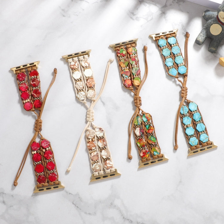 Hexagonal Stones Drawstring Chain Watch Band, For Apple Watch Series 4 44mm, For Apple Watch Series 4 40mm, For Apple Watch Series 3 38mm, For Apple Watch Series 3 42mm, For Apple Watch Series 2 42mm, For Apple Watch Series 2 38mm
