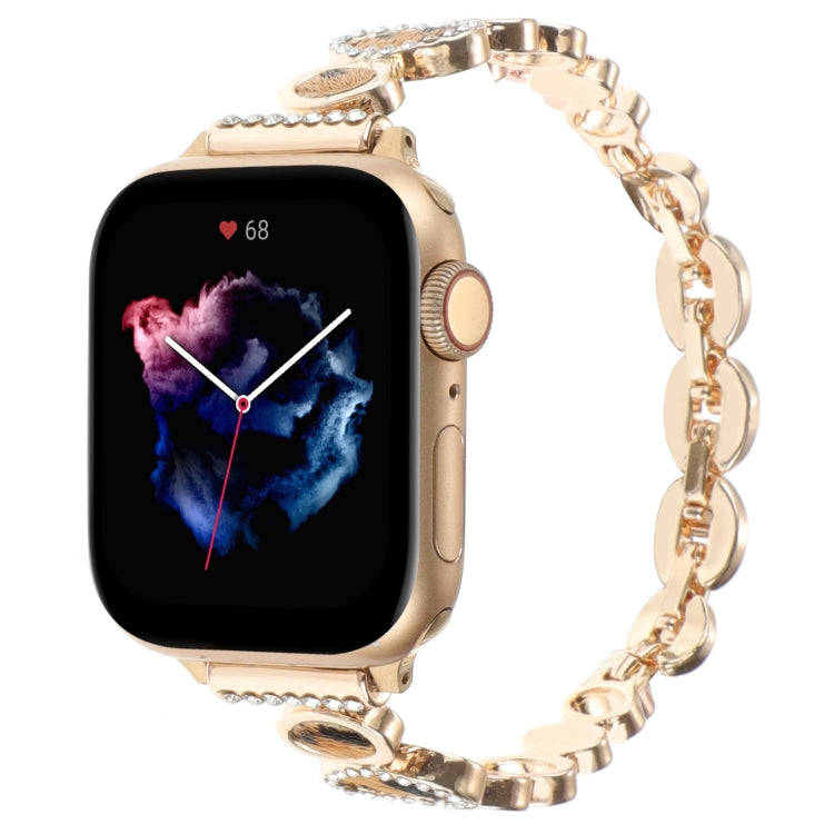 Leopard Rhinestones Metal Chain Watch Band, For Apple Watch SE 40mm, For Apple Watch SE 44mm, For Apple Watch Series 6 40mm, For Apple Watch Series 6 44mm, For Apple Watch Series 5 44mm, For Apple Watch Series 5 40mm, For Apple Watch Series 4 44mm�����...
