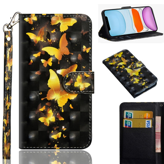 3D painting horizontal flip case iPhone 11 with card slots and lanyard holder
