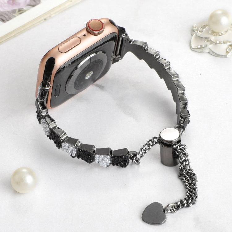 Shell Beads Chain Bracelet Metal Watch Band, For Apple Watch Series 8 41mm, For Apple Watch Series 8 45mm, For Apple Watch SE 2022 40mm, For Apple Watch SE 2022 44mm, For Apple Watch Series 7 41mm, For Apple Watch Series 7 45mm