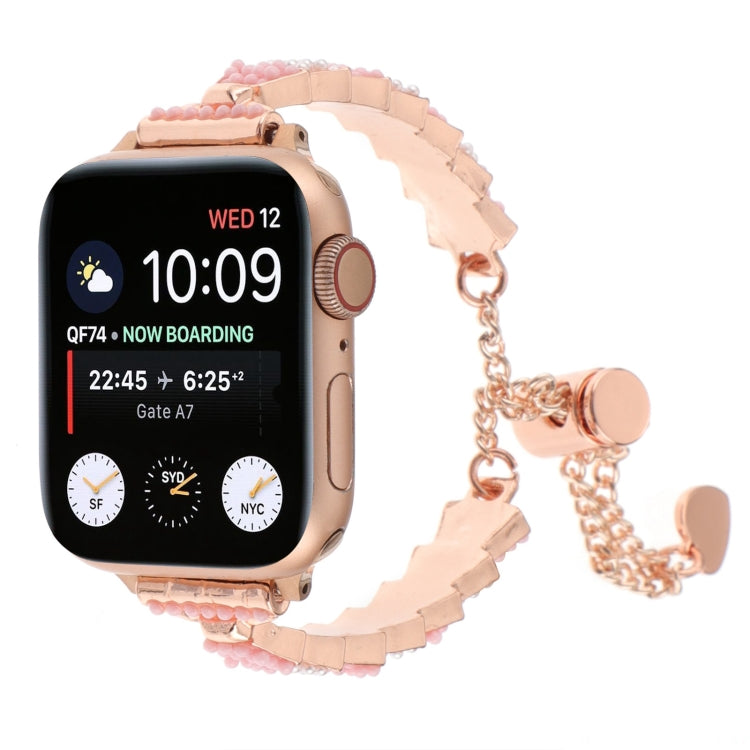 Shell Beads Chain Bracelet Metal Watch Band, For Apple Watch Series 4 44mm, For Apple Watch Series 4 40mm, For Apple Watch Series 3 38mm, For Apple Watch Series 3 42mm, For Apple Watch Series 2 42mm, For Apple Watch Series 2 38mm