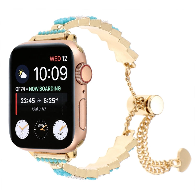 Shell Beads Chain Bracelet Metal Watch Band, For Apple Watch Series 4 44mm, For Apple Watch Series 4 40mm, For Apple Watch Series 3 38mm, For Apple Watch Series 3 42mm, For Apple Watch Series 2 42mm, For Apple Watch Series 2 38mm