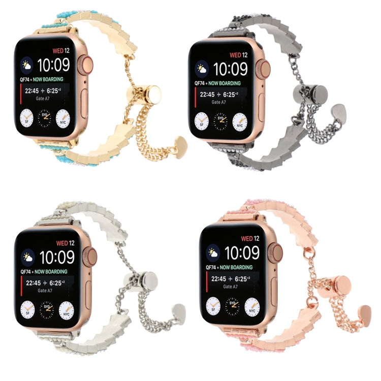 Shell Beads Chain Bracelet Metal Watch Band, For Apple Watch 42mm, For Apple Watch 38mm