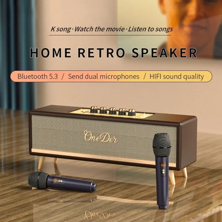 Oneder D8 Wireless Retro Dual Microphone Bluetooth Speaker