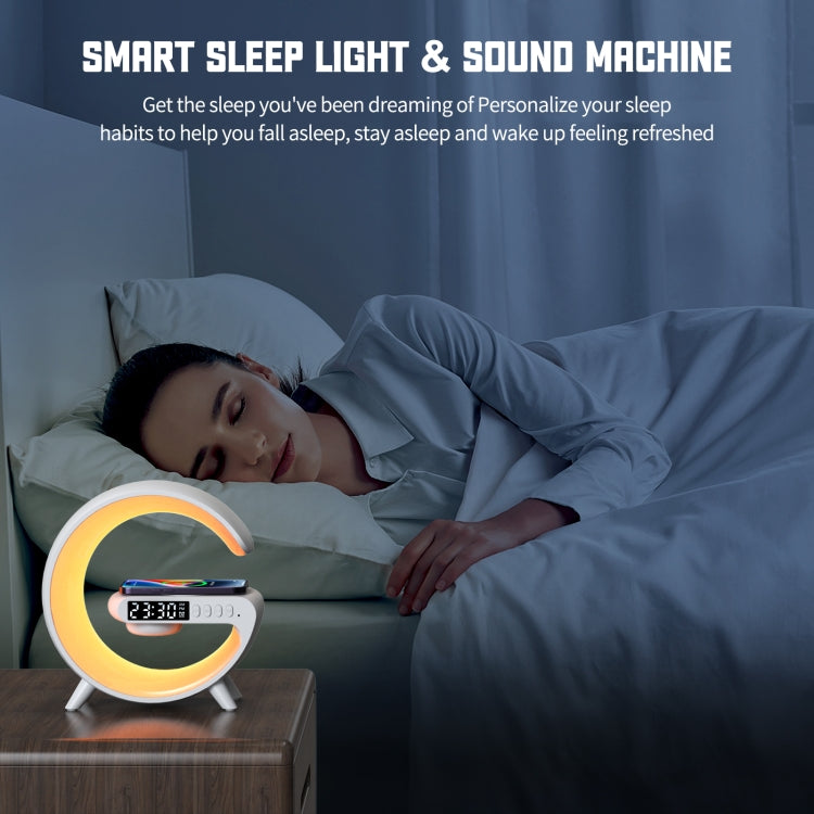 G69 G Shape Smart Bluetooth Speaker Support Wireless Charger & Alarm Clock & Wake-up Light, G69 (White), G69 (Black)