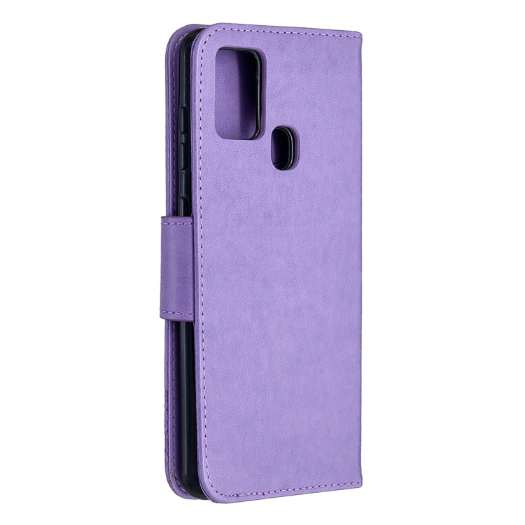 Embossing Two Butterflies Pattern Horizontal Flip PU Leather Case with Holder & Card Slot & Wallet & Lanyard, For Samsung Galaxy A21s