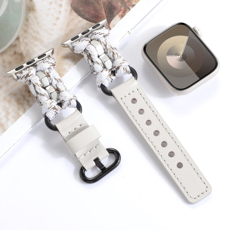 Paracord Genuine Leather Watch Band, For Apple Watch Series 6 44mm, For Apple Watch Series 5 44mm, For Apple Watch Series 5 40mm