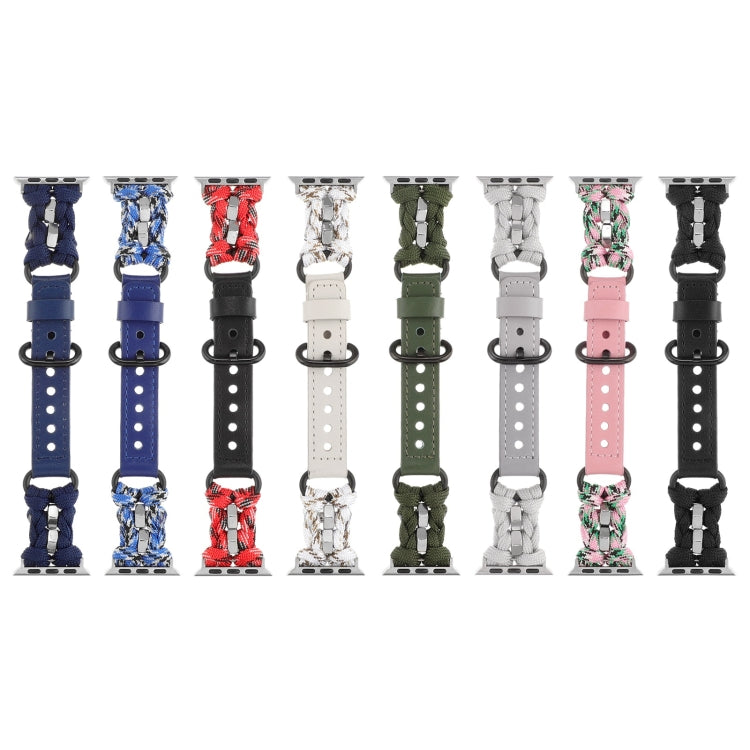 Paracord Genuine Leather Watch Band, For Apple Watch Series 4 44mm, For Apple Watch Series 4 40mm, For Apple Watch Series 3 38mm