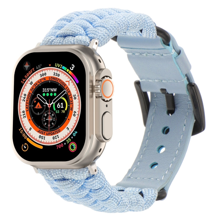 Plain Paracord Genuine Leather Watch Band, For Apple Watch Series 9 45mm, For Apple Watch Series 9 41mm, For Apple Watch Ultra 49mm