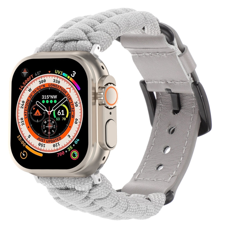 Plain Paracord Genuine Leather Watch Band, For Apple Watch Series 9 45mm, For Apple Watch Series 9 41mm, For Apple Watch Ultra 49mm