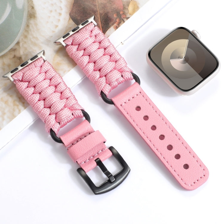 Plain Paracord Genuine Leather Watch Band, For Apple Watch Series 3 42mm, For Apple Watch Series 2 42mm, For Apple Watch Series 2 38mm