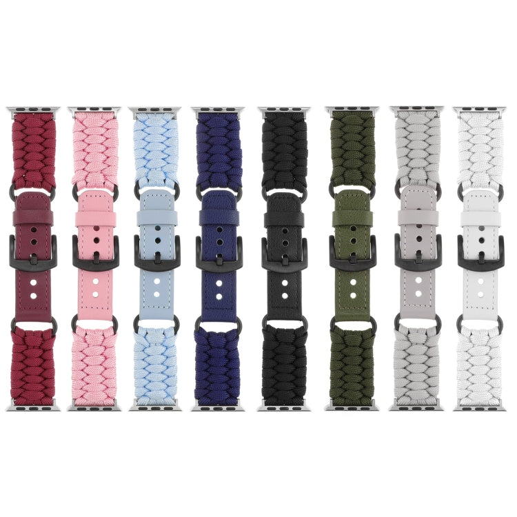 Plain Paracord Genuine Leather Watch Band, For Apple Watch Series 9 45mm, For Apple Watch Series 9 41mm, For Apple Watch Ultra 49mm