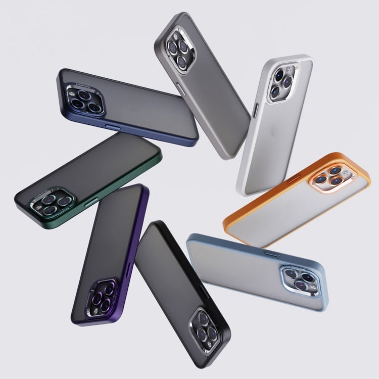 Coque de téléphone givrée en PC + TPU avec support d'objectif invisible, pour iPhone 15 Pro Max, iPhone 15 Pro, iPhone 15 Plus, iPhone 15