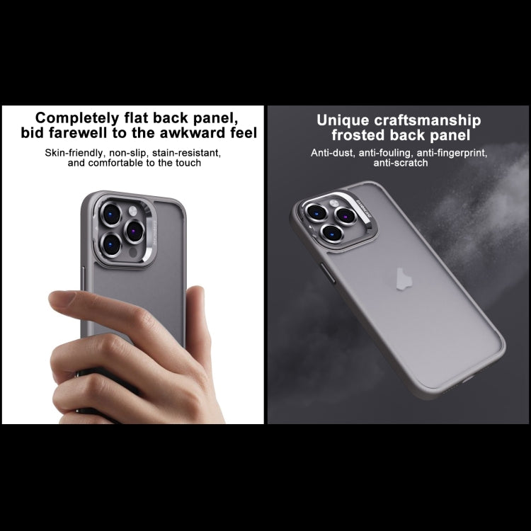 Coque de téléphone givrée en PC + TPU avec support d'objectif invisible, pour iPhone 15 Pro Max, iPhone 15 Pro, iPhone 15 Plus, iPhone 15