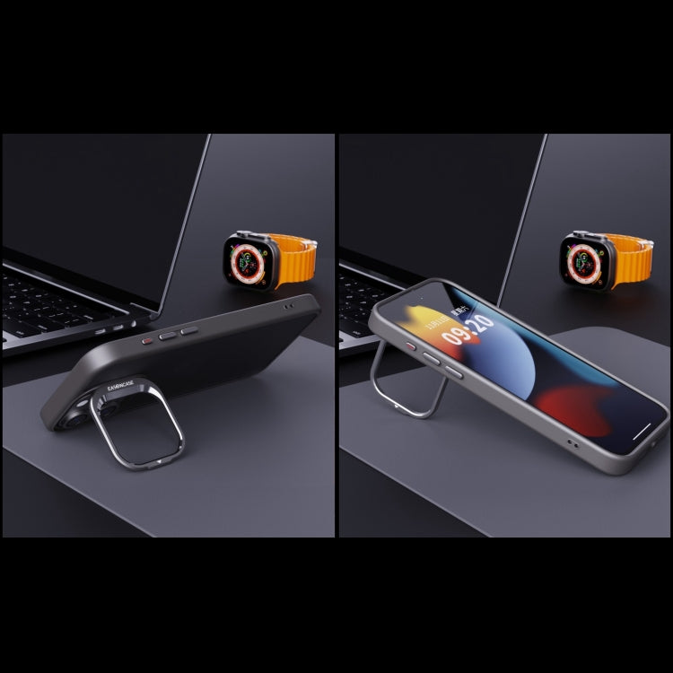 Coque de téléphone givrée en PC + TPU avec support d'objectif invisible, pour iPhone 15 Pro Max, iPhone 15 Pro, iPhone 15 Plus, iPhone 15